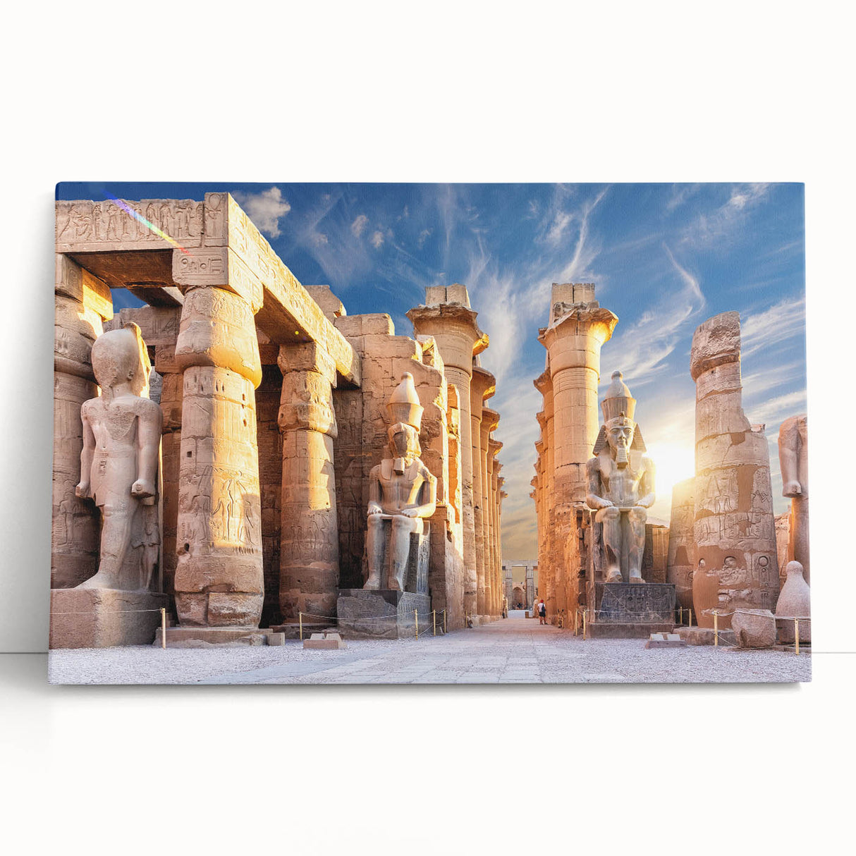 Large black and white stretched canvas of Egyptian scenery, ideal for kitchen wall art or bedroom decor.