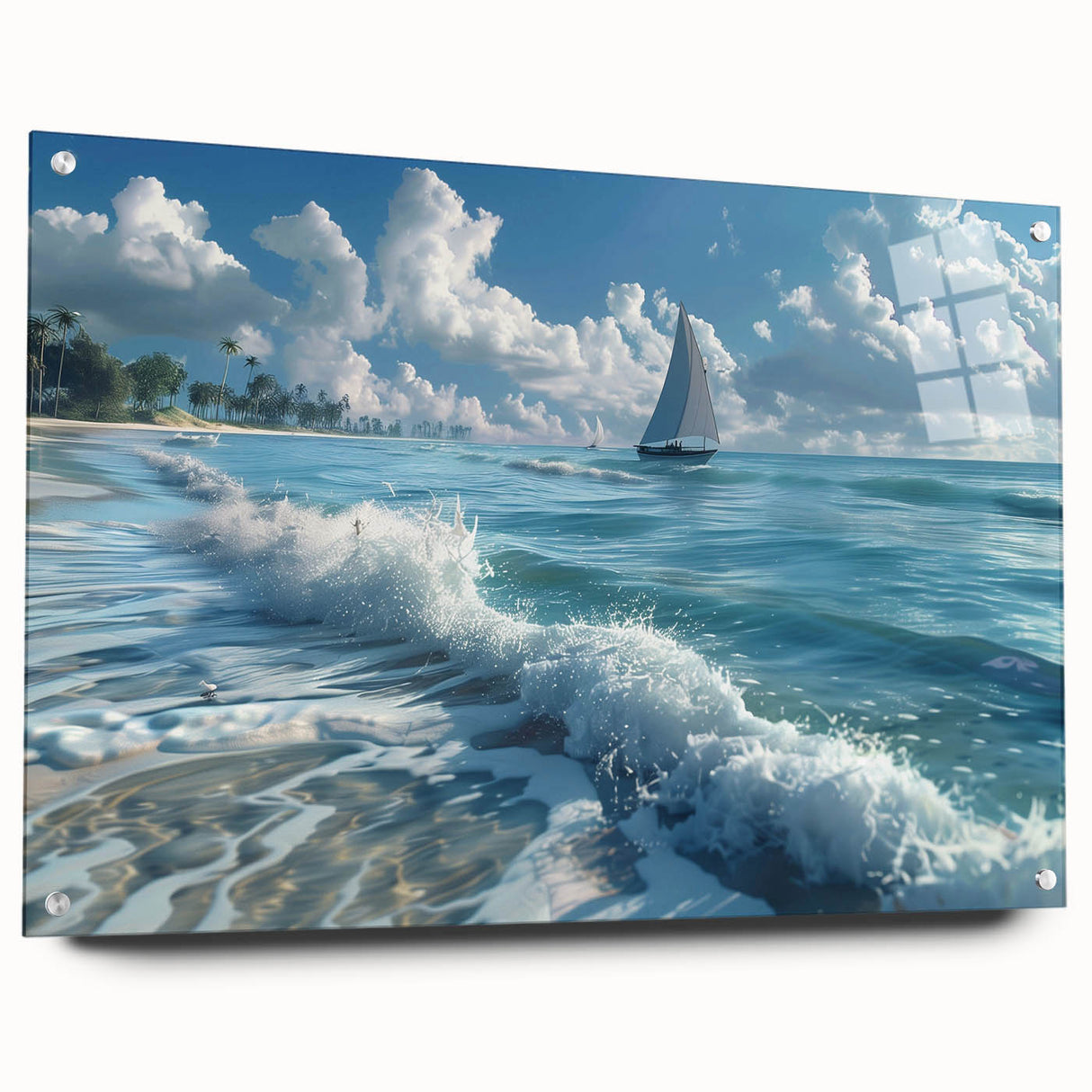 Acrylic print of a Kenyan landscape with vibrant earth tones, ideal for dining room decor.