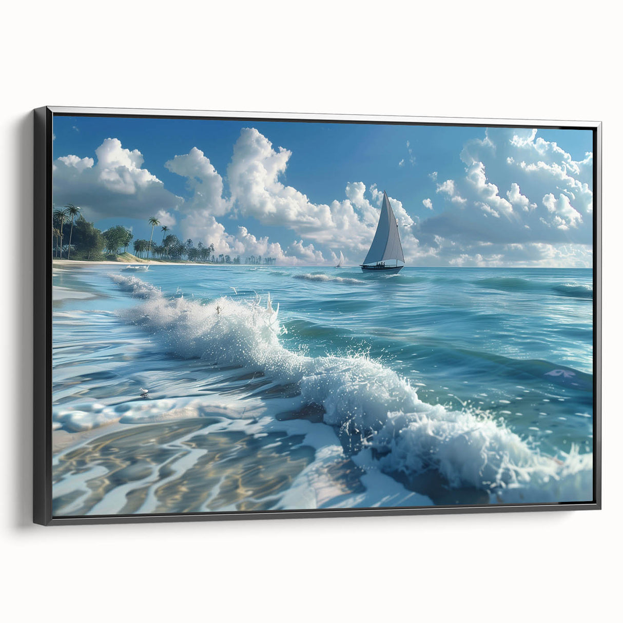 Black and white framed canvas depicting a vintage-style Kenyan landscape, ideal for bedroom wall art.