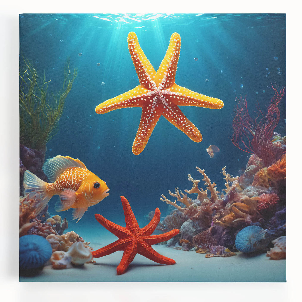 Black and white large art print of Seychelles scenery on stretched canvas, ideal for kitchen wall art.