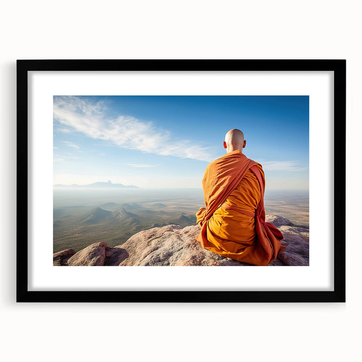 Extra large textured abstract art print depicting vibrant, colorful Tibetan scenery on a framed canvas.
