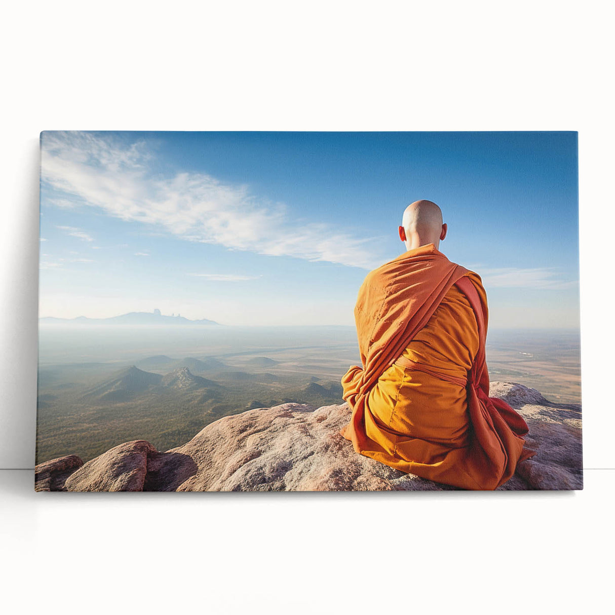 Black and white photo of Tibetan landscape on stretched canvas, ideal for kitchen wall art or bedroom ambiance.