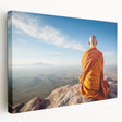 Large stretched canvas depicting a serene Tibetan landscape in muted earth tones, ideal for kitchen wall art.