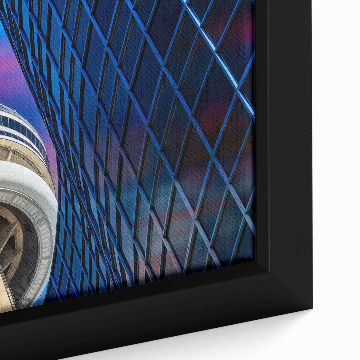 Extra large framed canvas depicting a textured scene of Ontario, Canada, with a black and colorful art style.