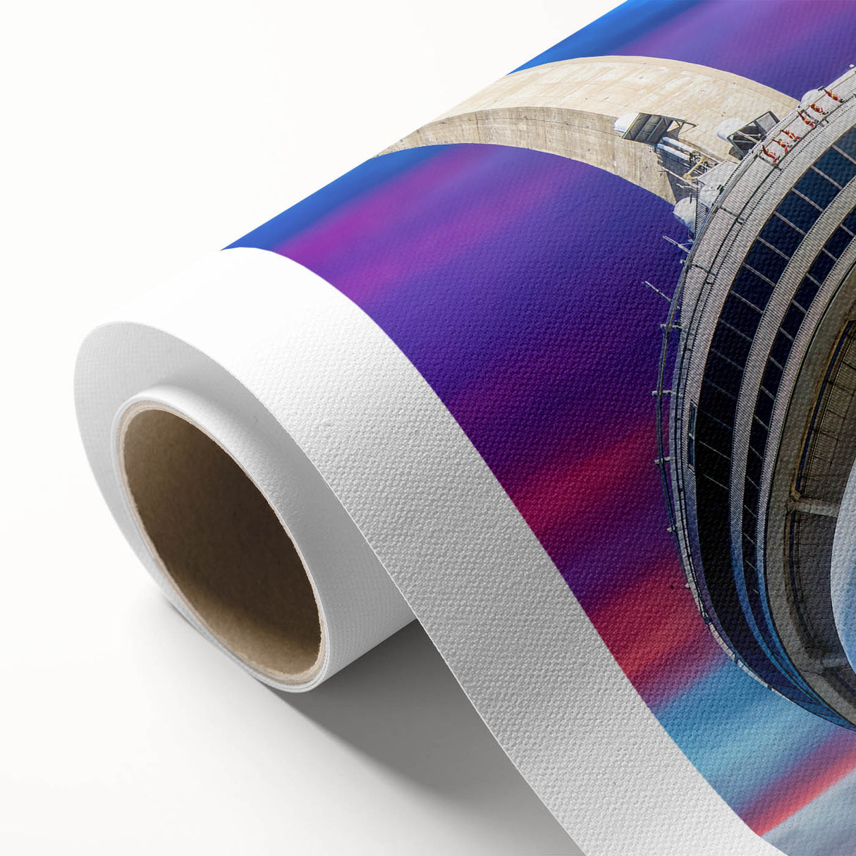 Art Deco poster of Ontario scenery on rolled canvas, featuring muted earth tones, ideal for nursery wall art.