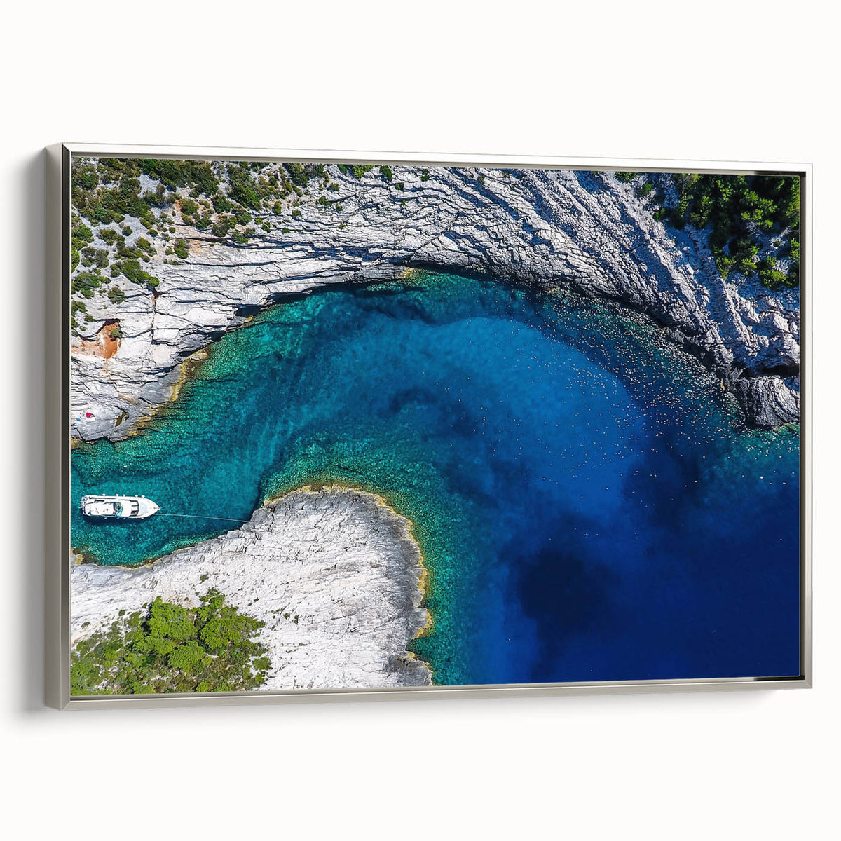 Landscape art painting of a European village, featuring vibrant colors on a framed canvas, ideal for living room decor.