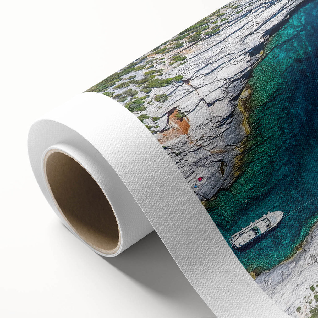 Art deco poster of a European Croatian scenery in pastel shades, on rolled canvas, suitable for nursery wall art.