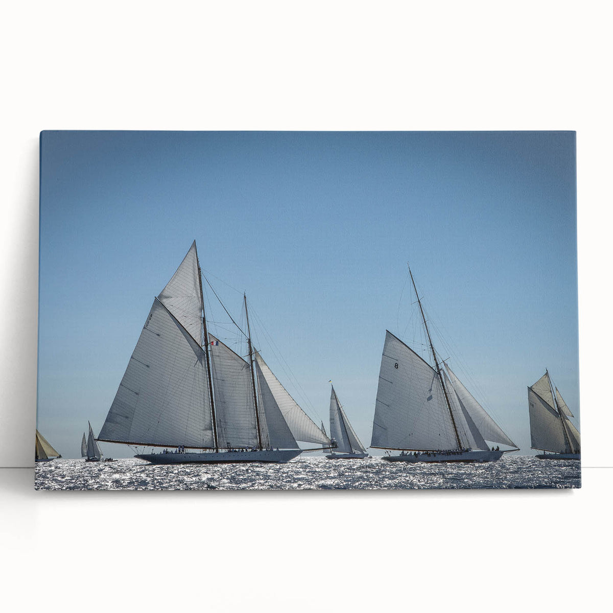 Black and white stretched canvas of a scenic South France village, ideal for kitchen wall art.