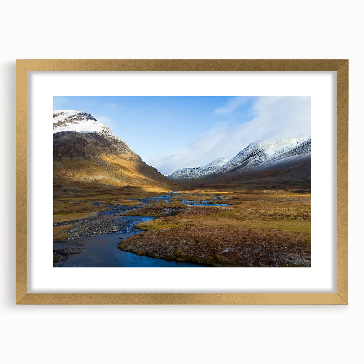 Extra large abstract art print of a European scenery in muted earth tones on a framed canvas, ideal for living room decor.