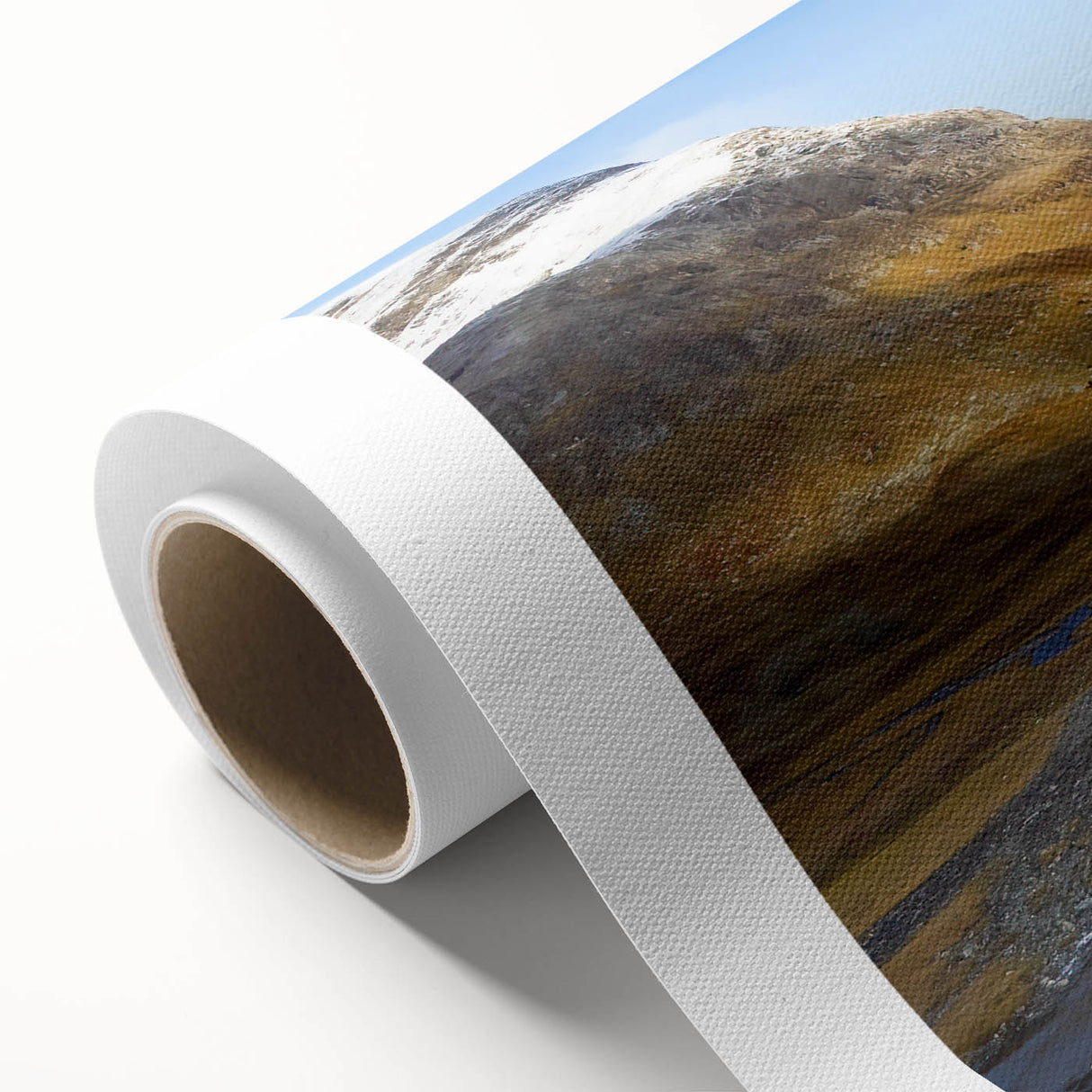 Art deco poster of a serene Swedish landscape in pastel hues on rolled canvas, ideal for nursery wall art.