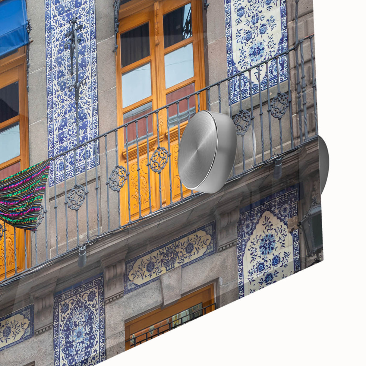 Large abstract wall art depicting Mexico City in mid-century modernist style, with muted earth tones on acrylic glass.