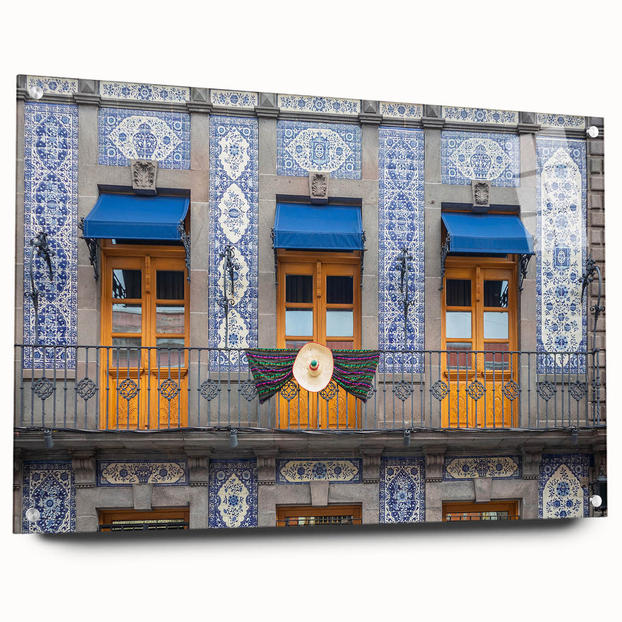 Acrylic print of Mexico City scenery in muted earth tones, ideal for bedroom or dining room decor.