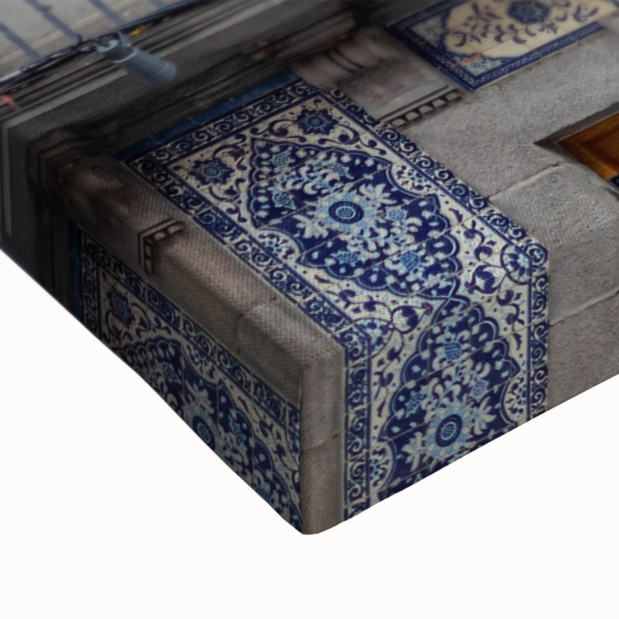 Large art depicting Mexico City landscape in black and white on stretched canvas, suitable for bedroom wall decor.