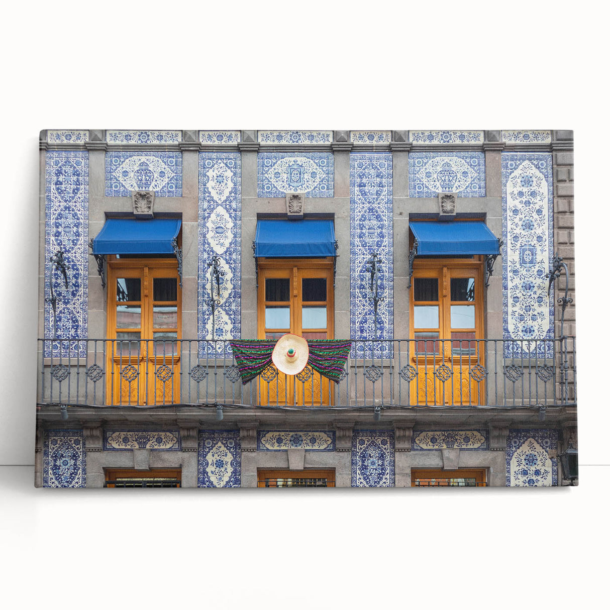 Black and white stretched canvas depicting an expansive Mexico City skyline, ideal for kitchen wall art or bedroom ambiance.