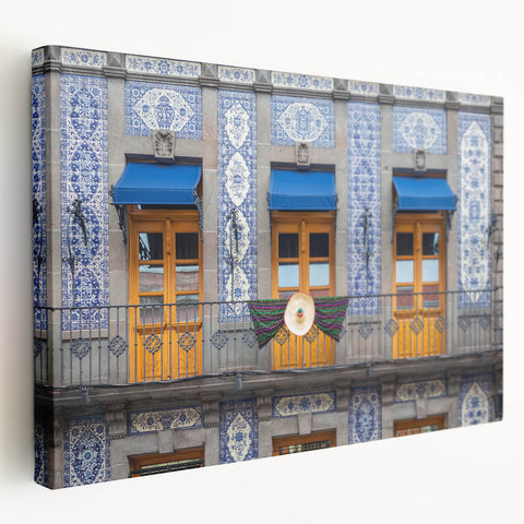 Large stretched canvas depicting a vibrant Mexico City scenery, ideal for kitchen wall art.