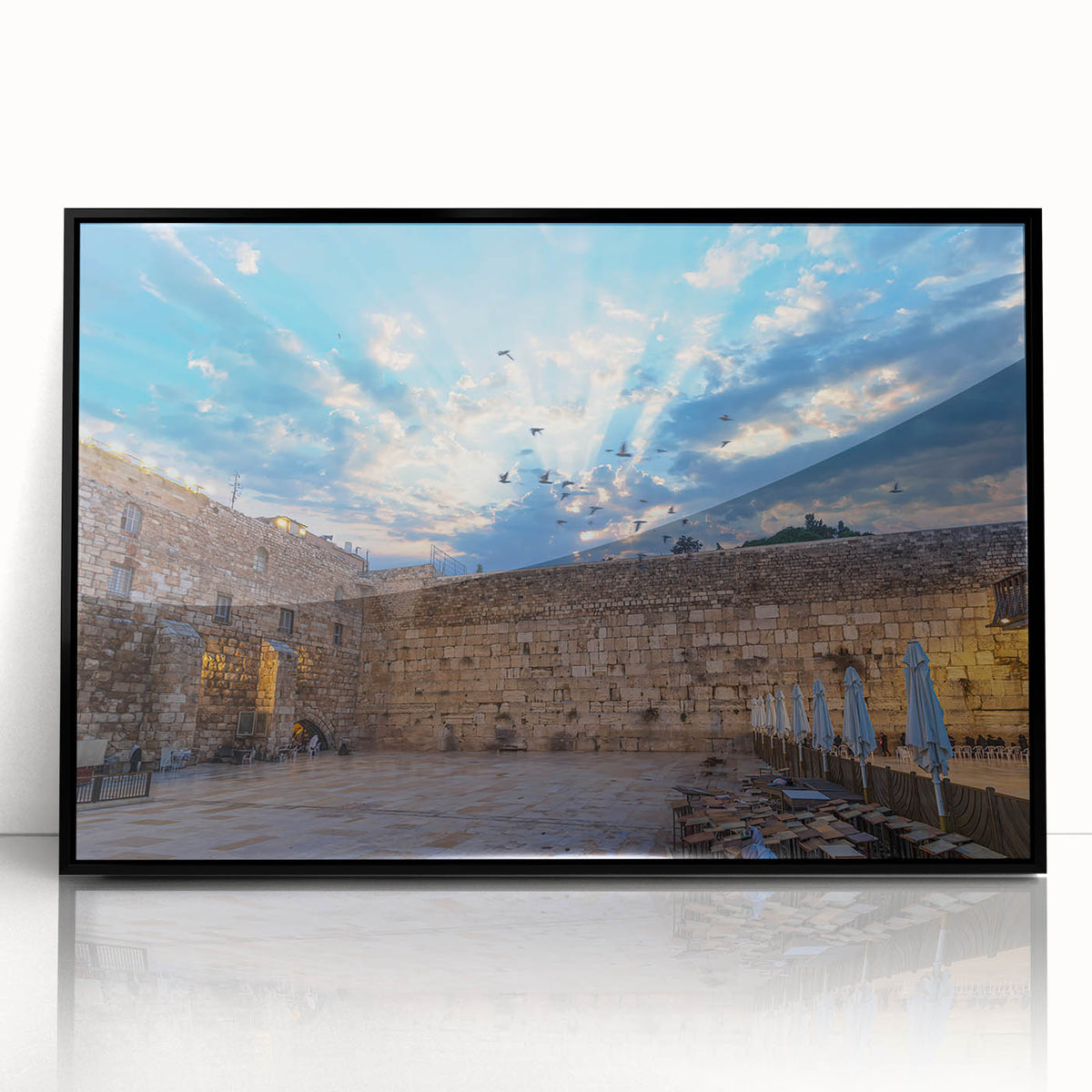 Large abstract wall art of Jerusalem in muted earth tones on a framed acrylic, ideal for modern living room decor.