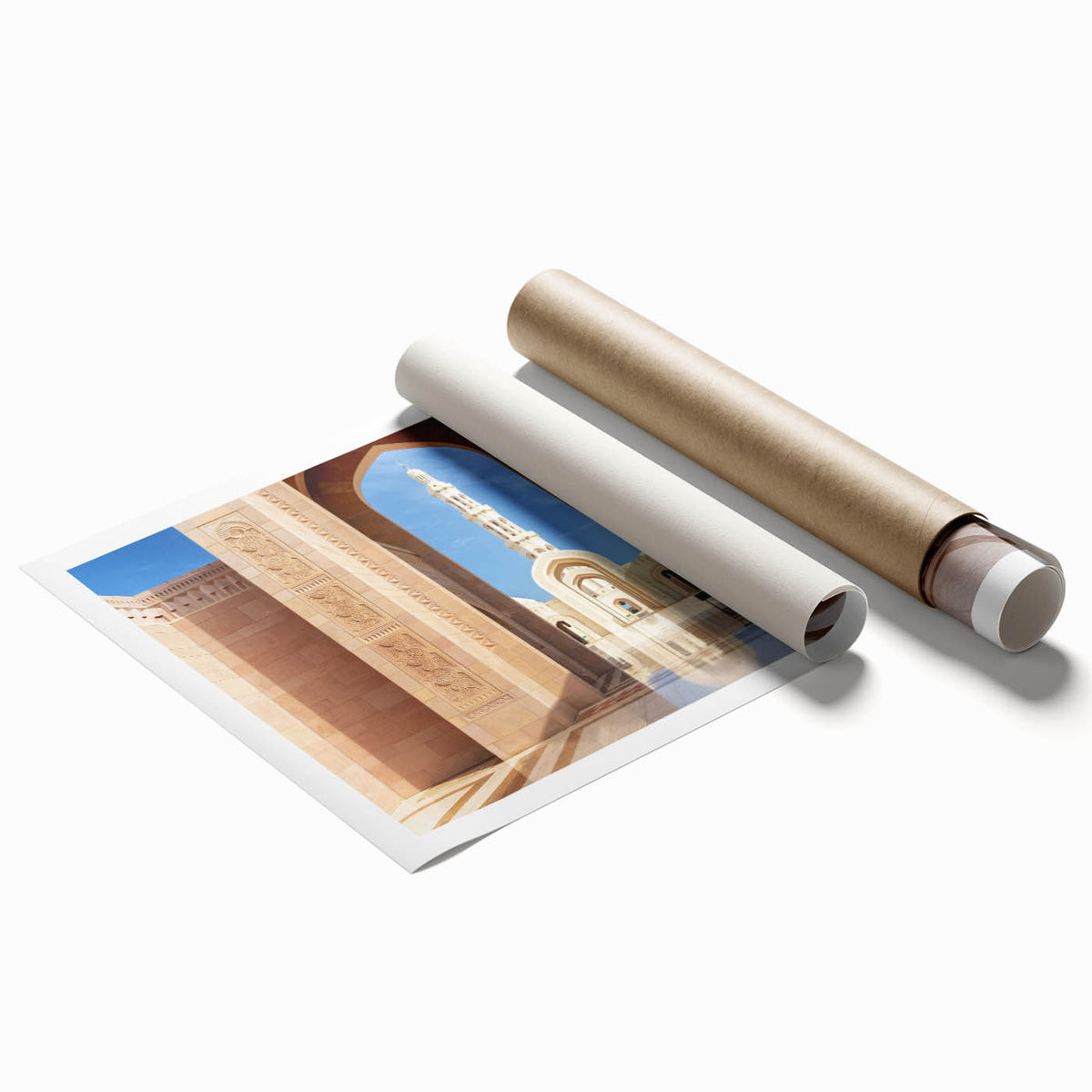 Extra large rolled print of Oman scenery with muted earth tones, ideal for classy bathroom wall art.