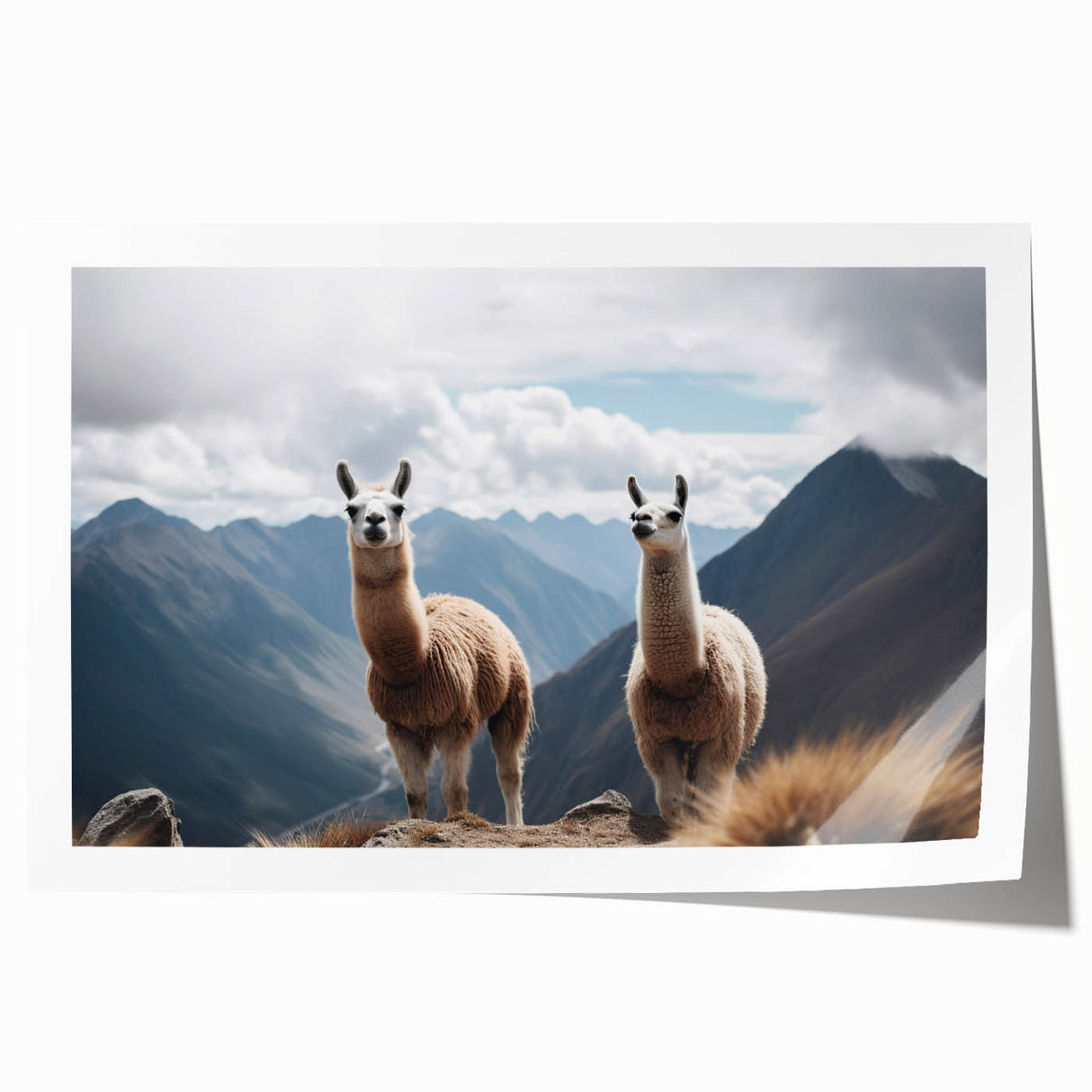 Extra large rolled canvas print of a Peruvian landscape, featuring earthy tones, ideal for dining room wall art.