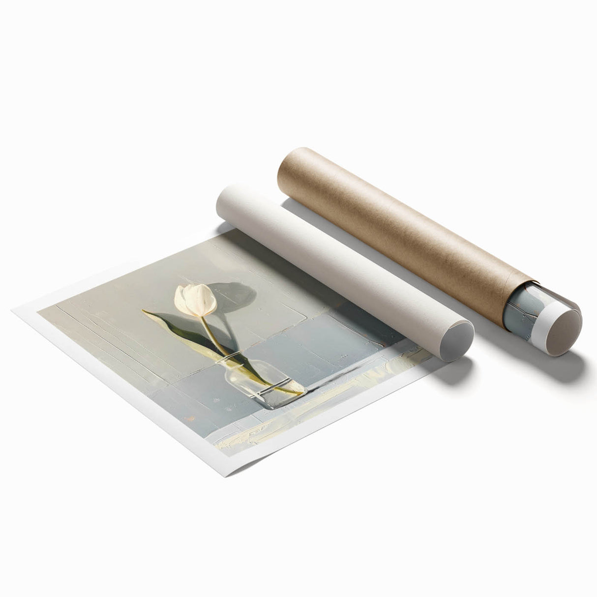 Abstract floral wall art print showcasing vibrant colors and intricate designs, rolled for easy shipping and display, perfect for modern home decor.