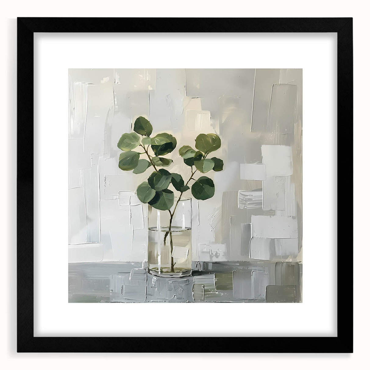 Abstract floral wall art framed in black with a white mat, showcasing vibrant colors and intricate designs, perfect for modern home decor and interior styling.