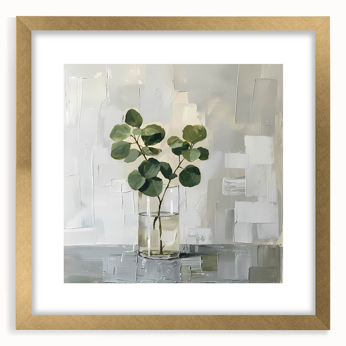 Abstract floral wall art framed in gold with a mat, showcasing vibrant colors and intricate designs, perfect for enhancing modern home decor. Ideal for living rooms or galleries.