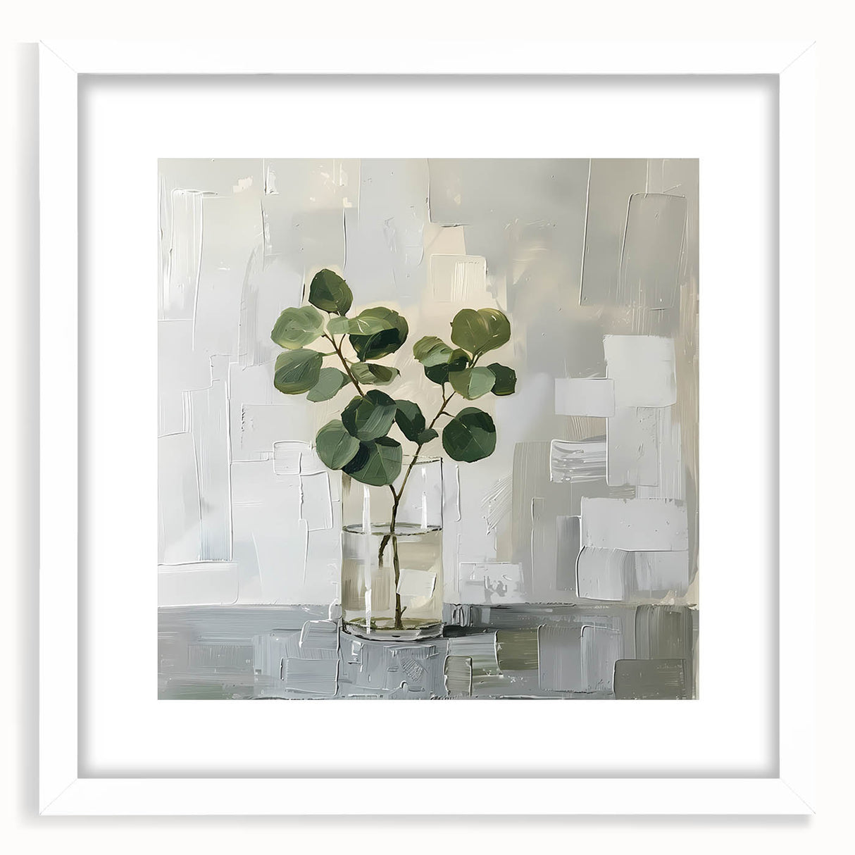Abstract floral wall art framed in white, featuring vibrant colors and intricate details, ideal for modern home decor or office spaces, adding a touch of elegance and creativity.