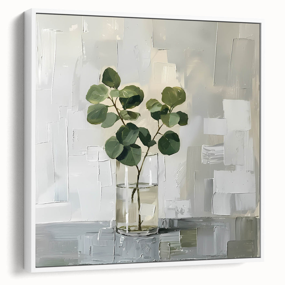 Framed canvas wall art showcasing an abstract floral design in vibrant colors, displayed against a white background, highlighting its modern aesthetic.