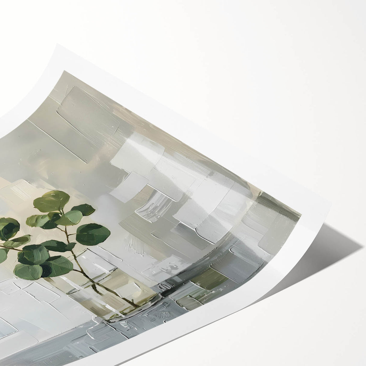 Abstract floral wall art print showcasing vibrant colors of pink, blue, and green, rolled and ready for framing, ideal for modern home decor.