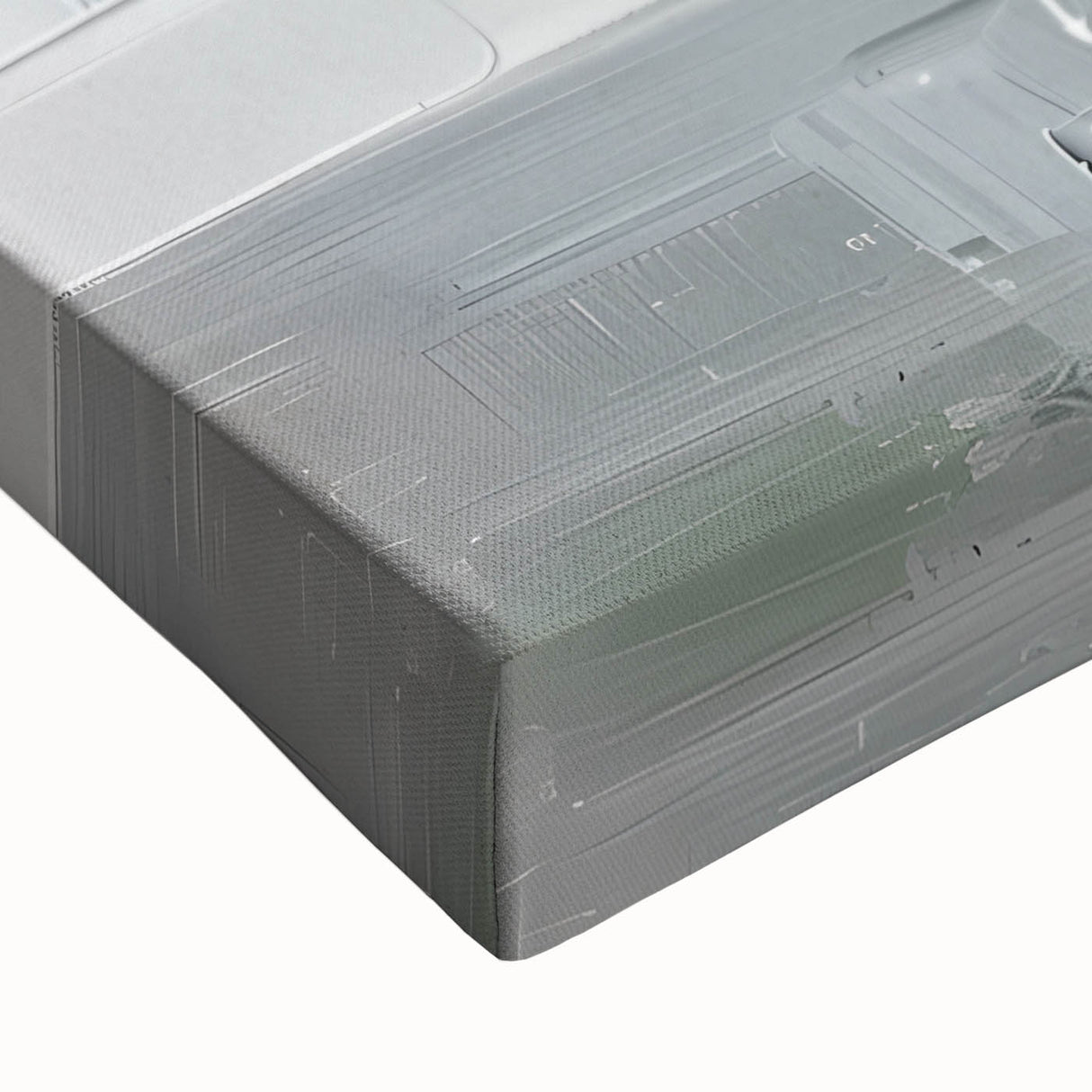 Close-up of a vibrant abstract floral wall art design on stretched canvas, showcasing intricate brush strokes and rich colors, perfect for modern home decor.