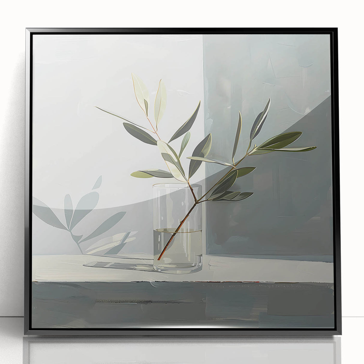 Framed abstract floral wall art with vibrant colors, featuring a black acrylic frame. This modern design adds a stylish touch to home decor. Perfect for living spaces or offices.