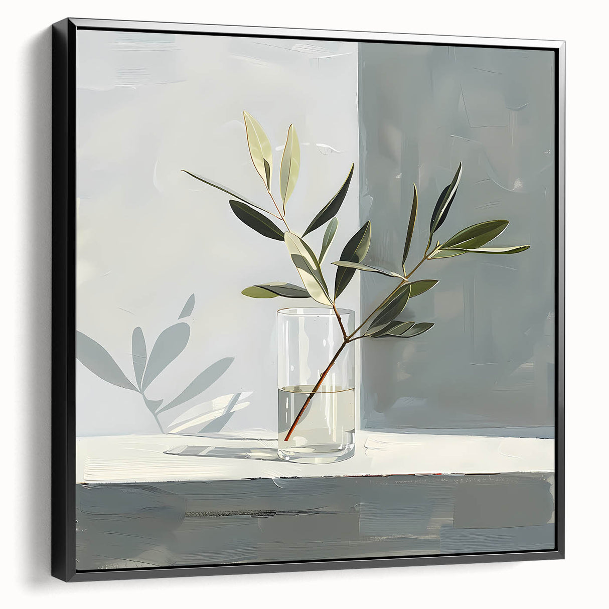 Framed canvas wall art displaying an abstract floral design in vibrant colors, featuring a sleek black frame, perfect for enhancing modern home decor.