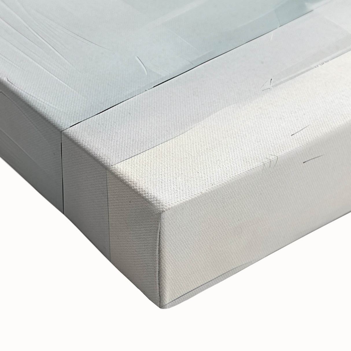 Close-up view of vibrant abstract floral wall art on stretched canvas, showcasing rich colors and intricate details, ideal for modern home decor enhancement.