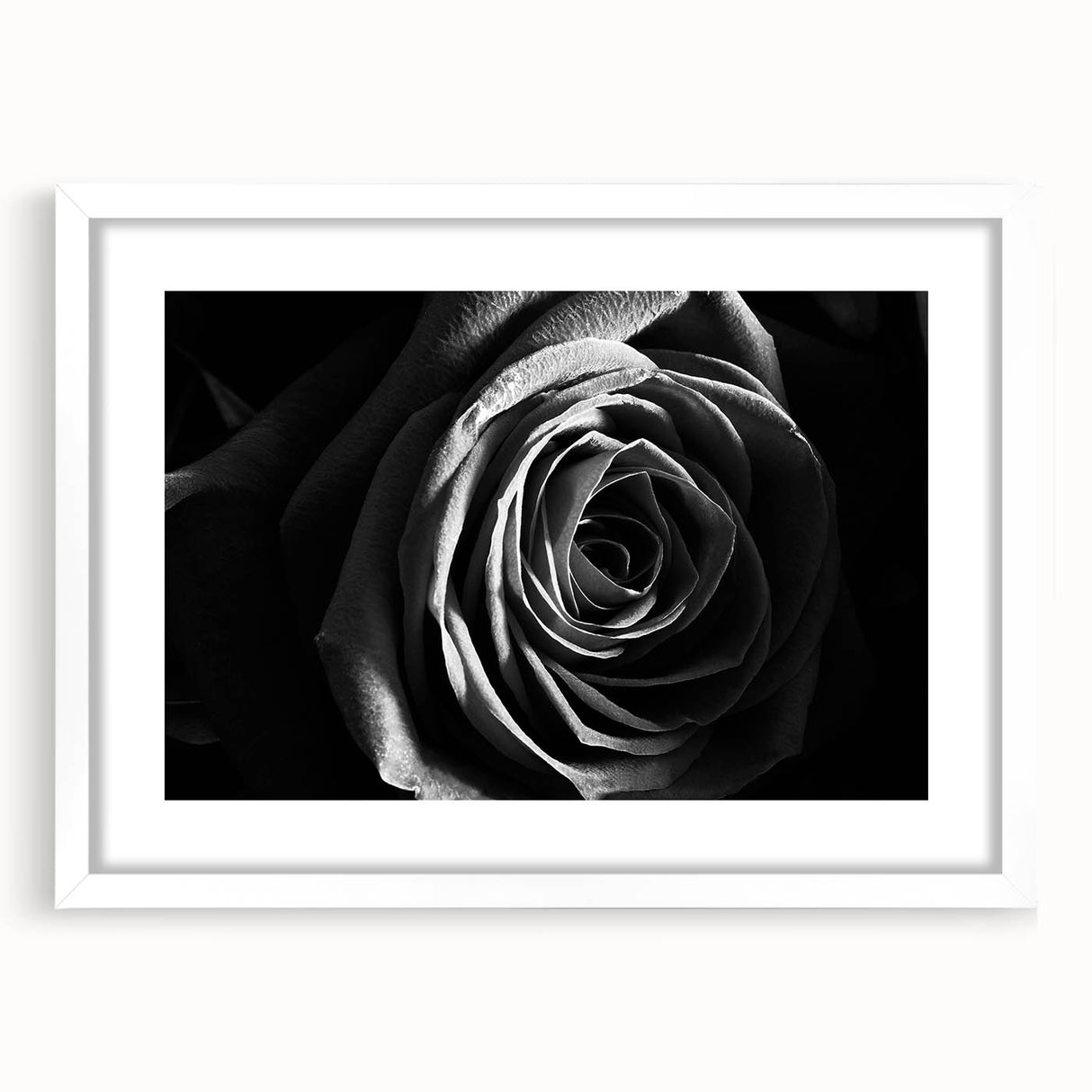 Abstract floral wall art print featuring vibrant colors and intricate designs, framed with a white mat, perfect for modern home decor. Ideal for enhancing living spaces.