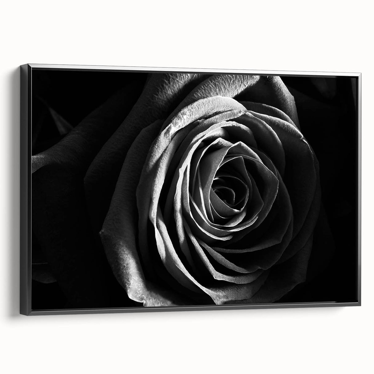 Framed wall art showcasing elegant abstract floral designs in vibrant colors, set against a sleek black background, ideal for modern home decor.