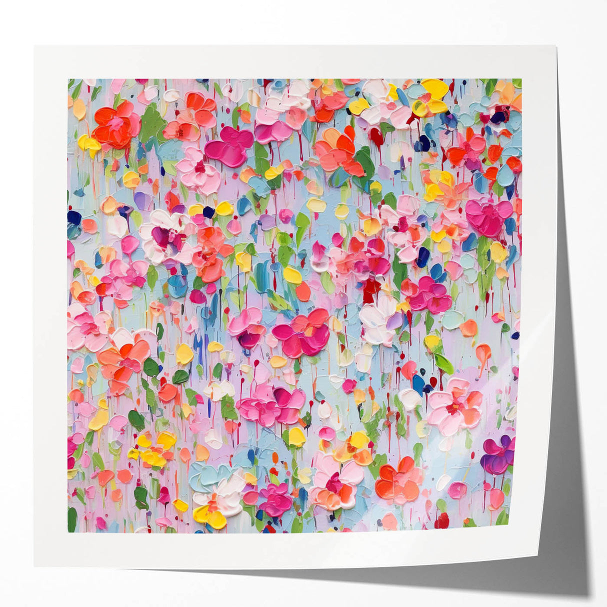 Abstract floral wall art print showcasing vibrant colors and intricate designs, elegantly displayed in a modern living room setting, perfect for home decor enhancement.