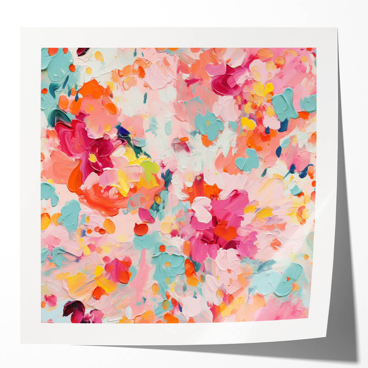 Abstract floral wall art design featuring vibrant colors and intricate patterns, displayed in a glossy finish, perfect for modern home decor and interior styling.