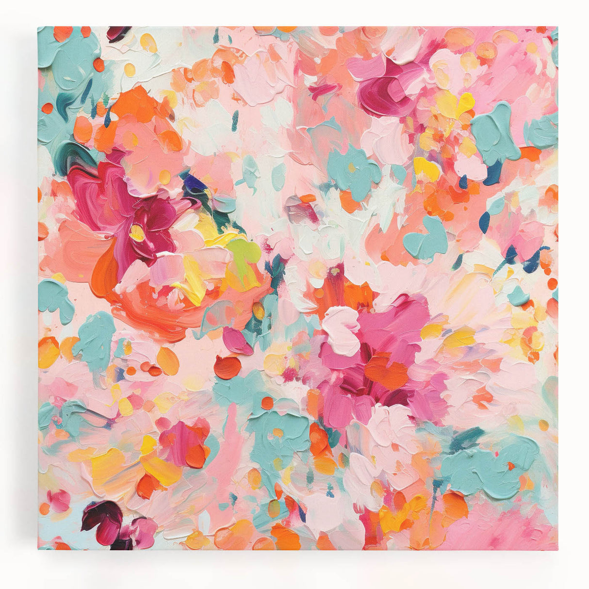 Abstract floral wall art on stretched canvas, showcasing vibrant colors and intricate patterns, perfect for modern home decor or art enthusiasts, enhancing any living space.