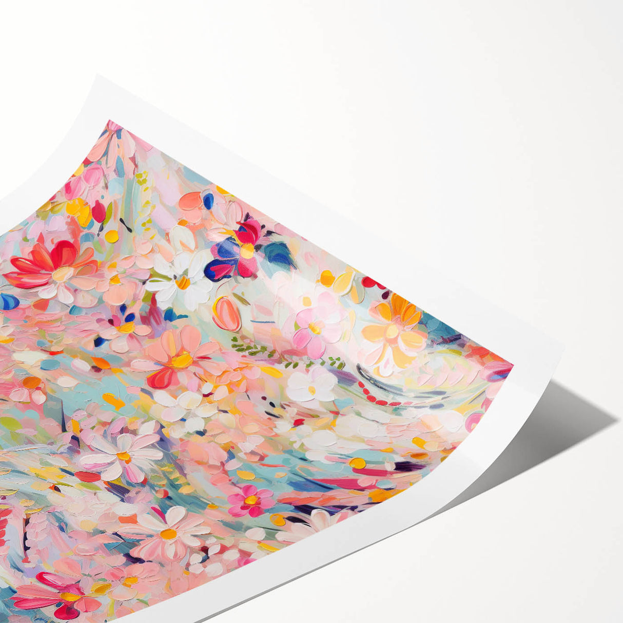 Abstract floral wall art print showcasing vibrant colors and intricate designs, rolled and ready for framing. Ideal for modern home decor and artistic spaces.