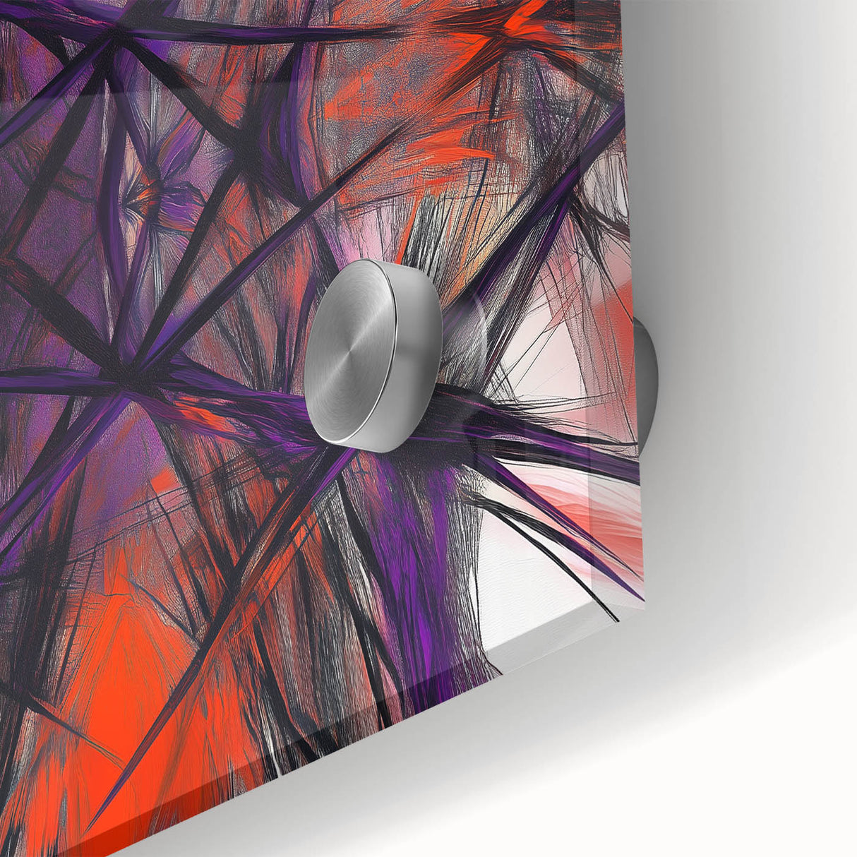 Large Abstract Wall Art – Energetic Red and Purple Motion Lines