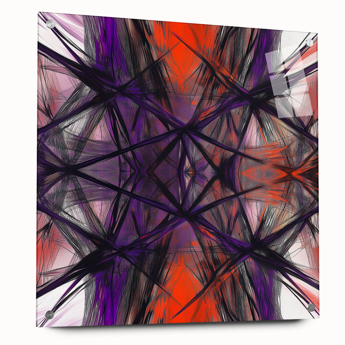 Large Abstract Wall Art – Energetic Red and Purple Motion Lines