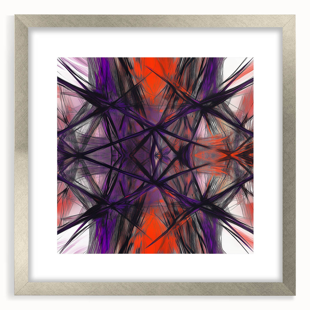 Large Abstract Wall Art – Energetic Red and Purple Motion Lines