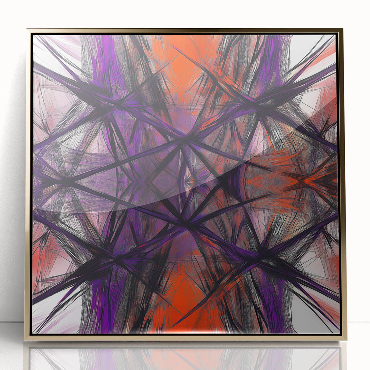 Large Abstract Wall Art – Energetic Red and Purple Motion Lines