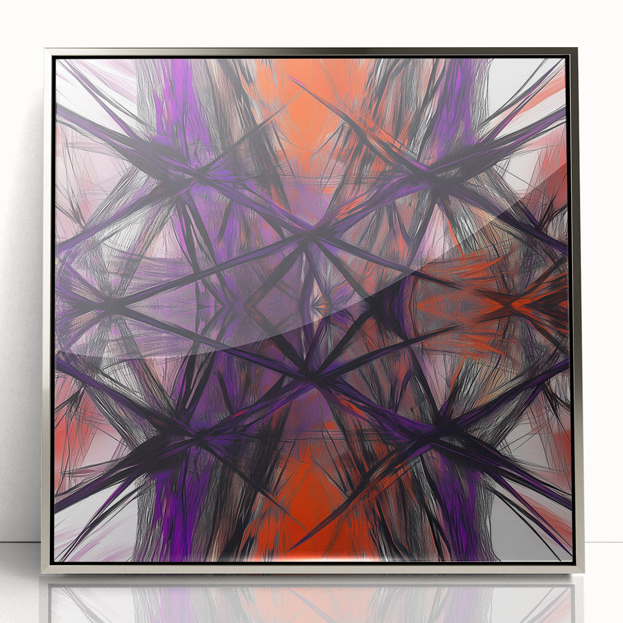 Large Abstract Wall Art – Energetic Red and Purple Motion Lines