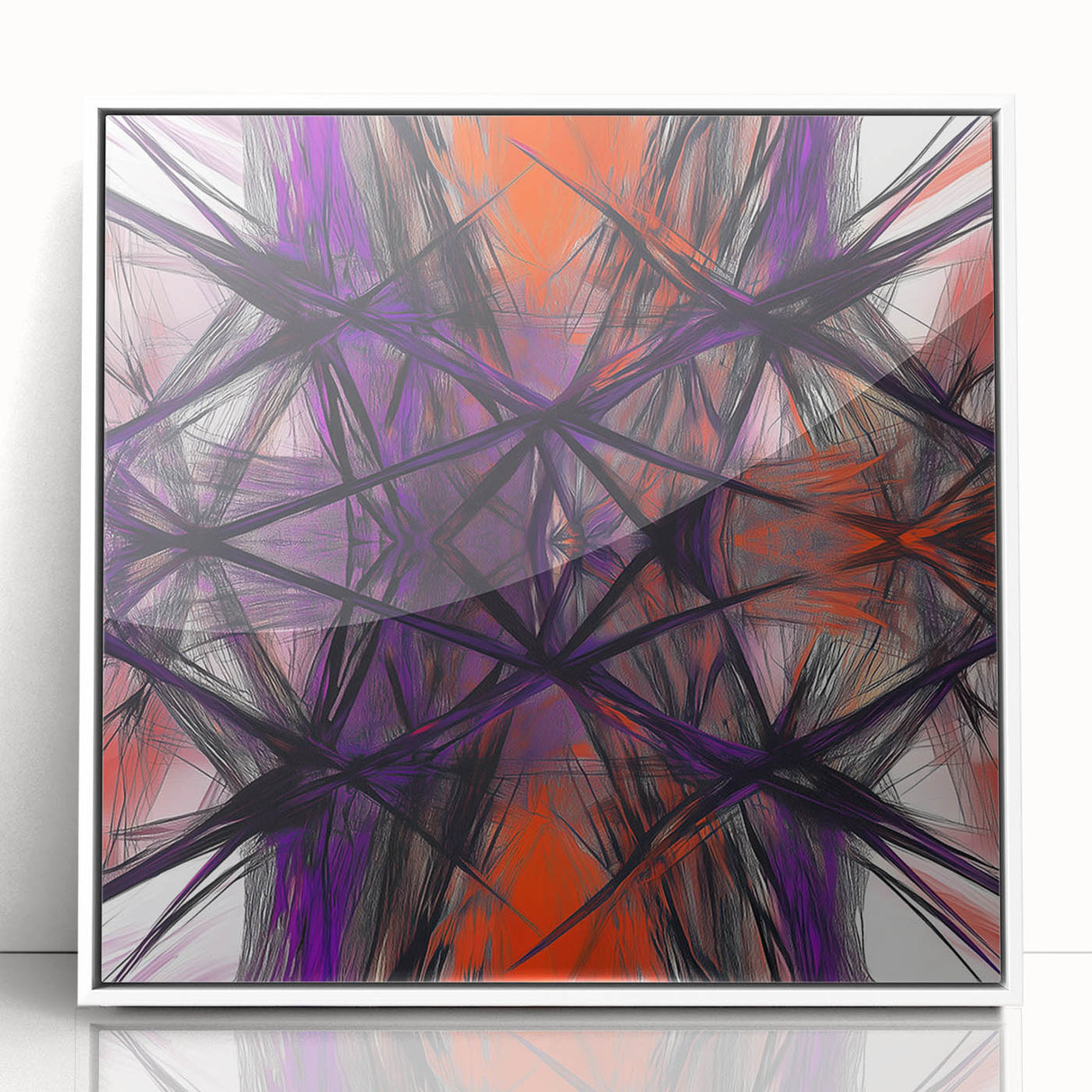 Large Abstract Wall Art – Energetic Red and Purple Motion Lines