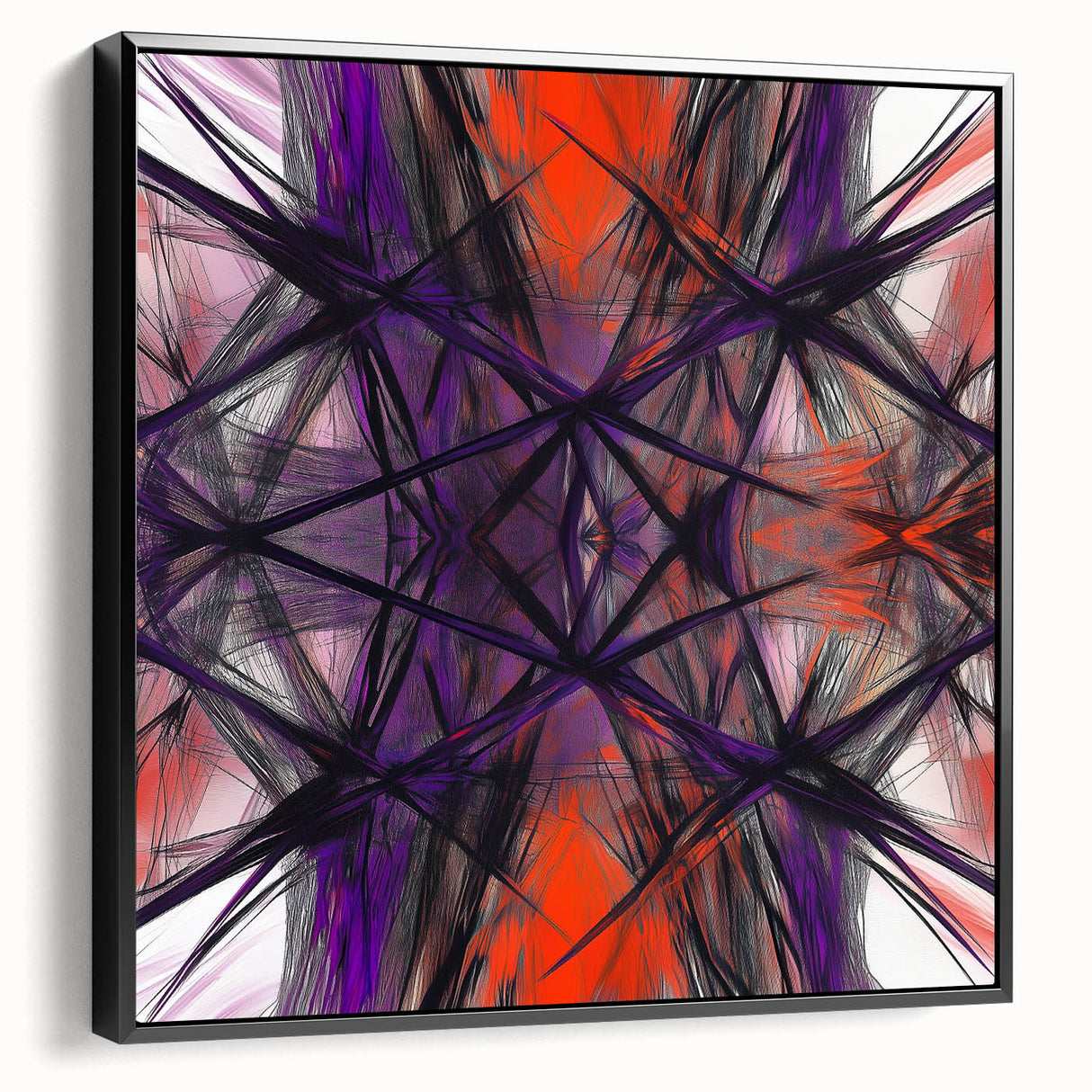 Large Abstract Wall Art – Energetic Red and Purple Motion Lines