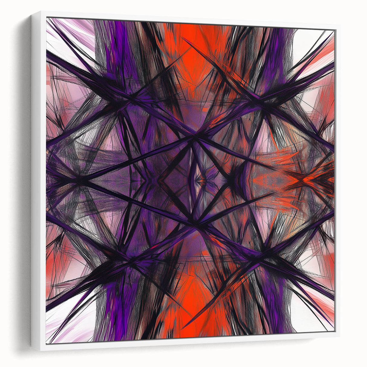 Large Abstract Wall Art – Energetic Red and Purple Motion Lines