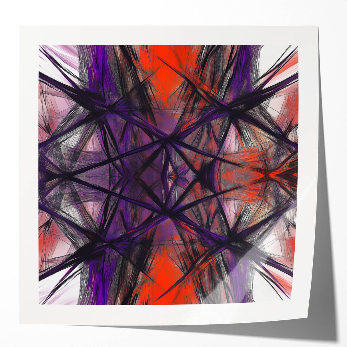 Large Abstract Wall Art – Energetic Red and Purple Motion Lines