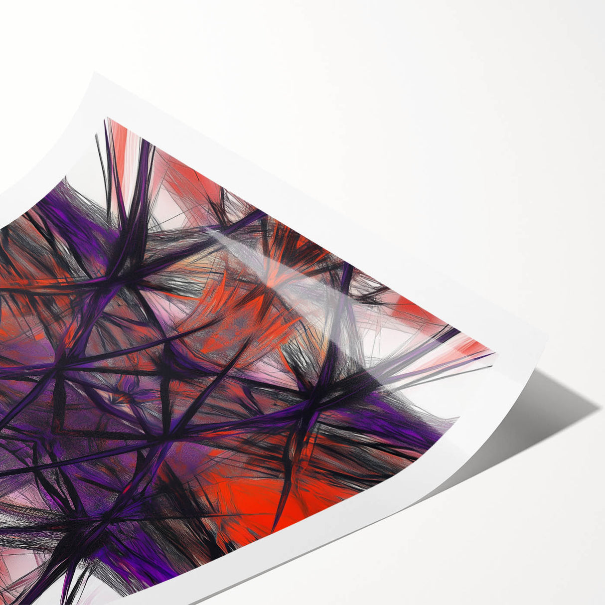 Large Abstract Wall Art – Energetic Red and Purple Motion Lines