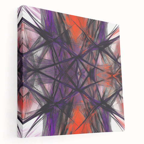 Large Abstract Wall Art – Energetic Red and Purple Motion Lines