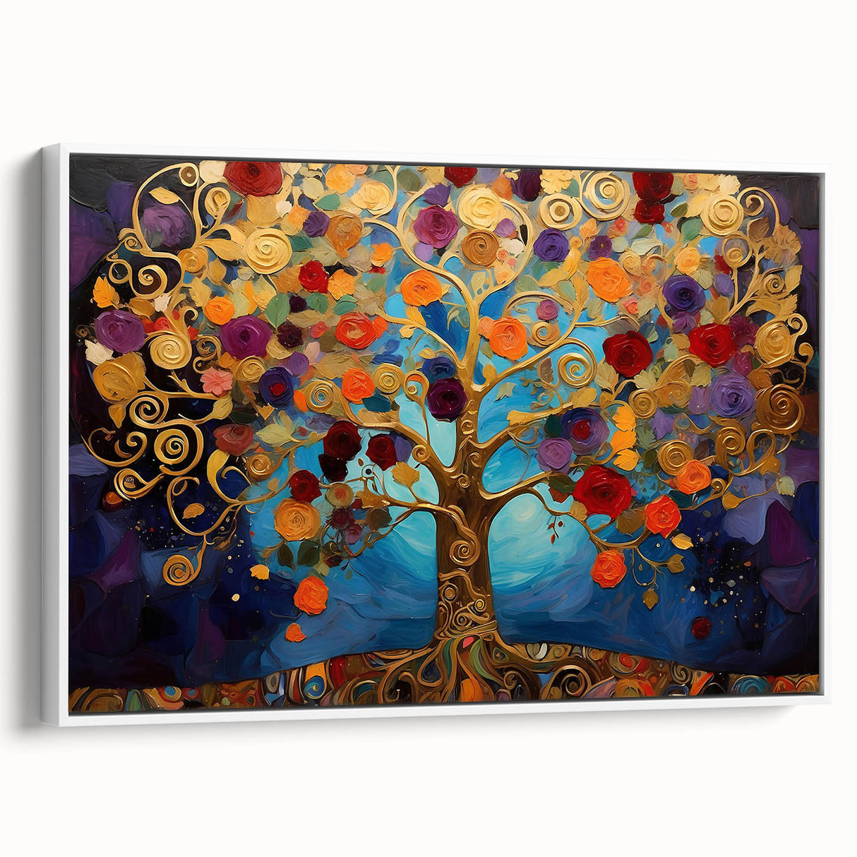 Framed canvas wall art showcasing abstract floral design in soft pastel colors, set against a white background, perfect for modern home decor.